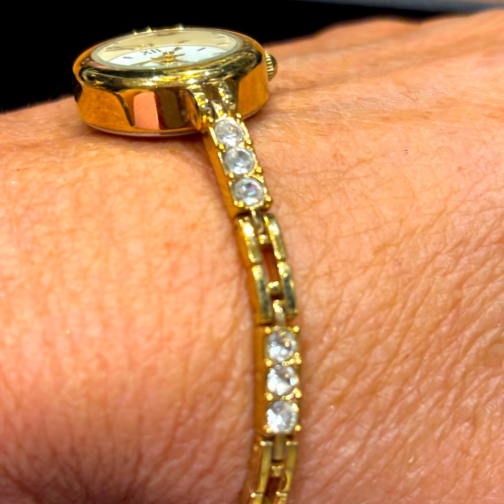 Avon Gold-toned & Rhinestone Women's Quartz Watch - Picture 2 of 5